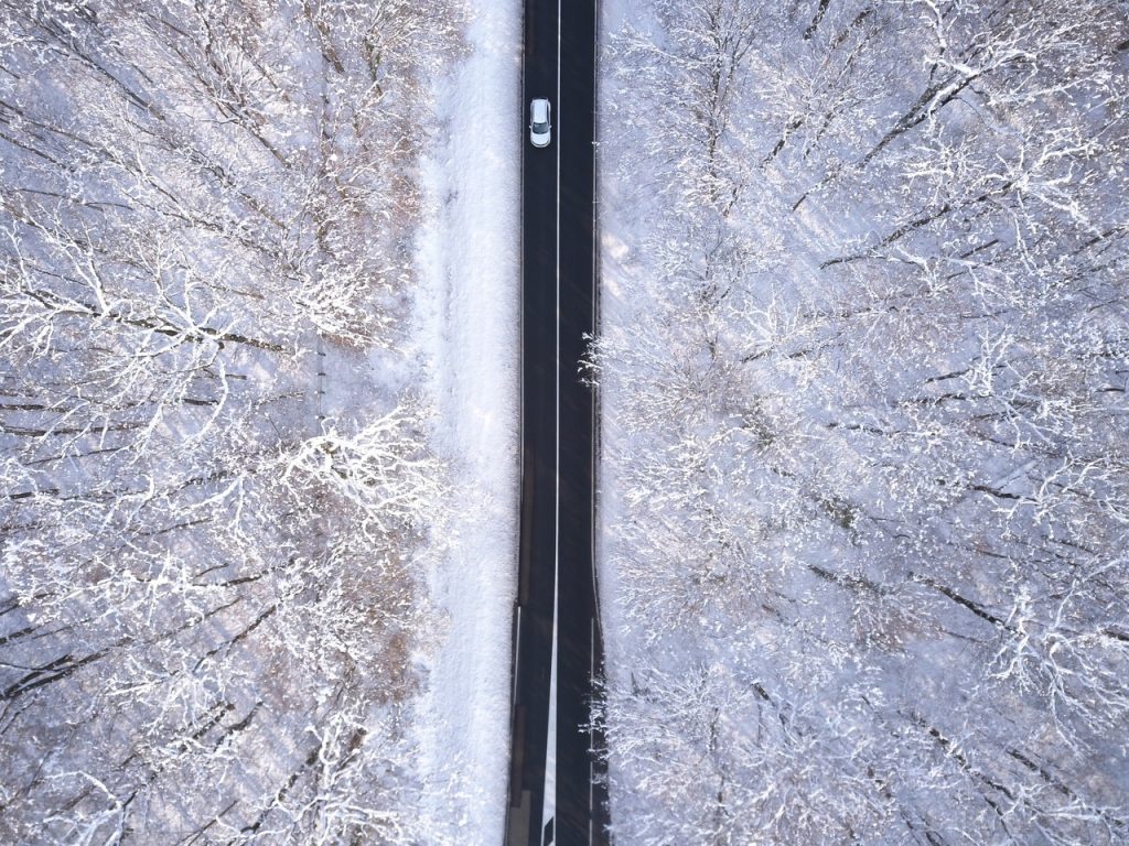 A snowy road.