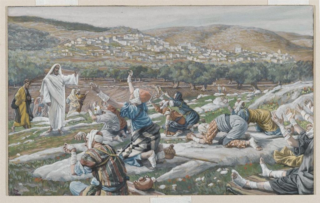Jesus heals the ten lepers.